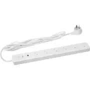 HPM D105MS6WE4 White 4 Outlets 2400W Master Switch 10A Power Board w/ 3m Cord