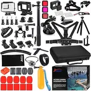 [Husiway] 68-in-1 Accessory Kit for GoPro Hero 7 6 5 Black GoPro7 Action Camera Filter Frame Waterproof Housing Case Bundle 60A