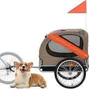 Bike Trailer Pet Dog Bike Trailer, 2-in-1 Pet Bicycle Trailer and Stroller with Mesh Window, Load 40KG, for Small and Large Dogs，Durable Steel Frame Outdoor Transport Trailer