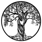 Round Metal Wall Decor TREE OF LIFE Home Decor Garden Sculpture Black 30cm AU
