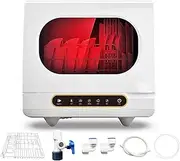Mini Dishwasher, 1200W Portable Countertop Dishwashers, 5 Washing Programs, 360° Dual Spray Powerfully Deep Clean, Self-Cleaning Mode, Esay to Use, for Clean Dishes Knives Vegetables Fruits