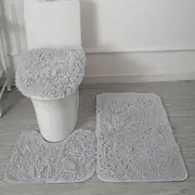 3Pcs/set Soft Solid Color Bath Mat Non-slip Non-slip Bath WC Carpets Rectangle U-shape Bathroom Toilet Rugs Floor Mat Door Mat