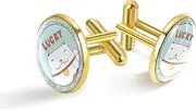 [Generic] Lucky Neko Cats Kitten Japan Wave Print Classic Stainless Steel Cufflinks for Mens, Suit Shirt Cuff Links Jewelry Business Wedding Gifts, Golden
