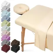 3pc Flannel Massage Table Sheet Set - Cotton Spa Facial Bed Covers