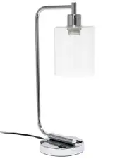 Lalia Home Modern Iron Desk Lamp With USB Port And Glass Shade