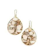 Ippolita 18K Yellow Gold Rock Candy Bronze White Calcite Slice Large Drop Earrings