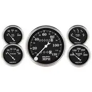 Autometer Old Tyme Black 5-Pce Gauge Kit With 120Mph Mechanical Speedo - 120mph, AU1708