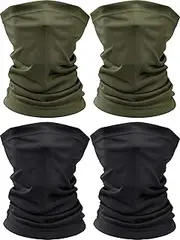 4 Pieces Summer Face Scarf Mask Dust Sun Protection Thin Breathable Neck Gaiter Windproof (Black