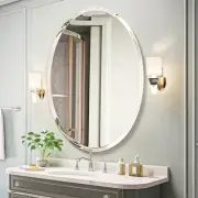 Bathroom Mirror for Over Sink, 24x36 Inch Oval Frameless Mirror, Beveled and