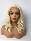 Lace Front Real Hair New Beautiful Long Blonde Curly Synthetic Hair Wigs 613#