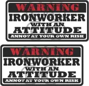 2 - 3" Ironworker Worker Warning Tools Auto Motorcycle Decal Hat Sticker WS1