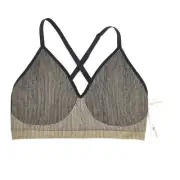 Spiritual Gangster Motion Seamless Bra Size Medium / Large Beige Black Crossback