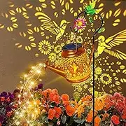 Solar Watering Can Lights, Hummingbird Hanging Lanterns Outdoor, Gardening Gifts for Mom Women Grandma Birthday, Waterproof Solar Lights Garden Decor for Outside Yard Art Patio Porch Lawn Backyard