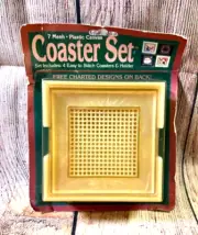 NeedleForm Plastic Canvas Coaster Kit of 4 easy stitch & Holder