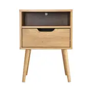 NNEED Bedside Table Handle-Free Open Shelf Wood