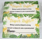 Baby Shower Game Diaper Raffle Cards 50 Count Size 3.5"X5" Jungle Theme