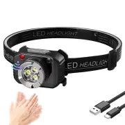 Smart Sensor Mini LED Headlamp Rechargeable Headlight Built-in Battery Led Headlamp Camping Fishing Flashlight