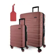 2pc Pierre Cardin Hard-Shell Large & Cabin Set Travel Luggage Tag Rose
