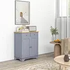 Kitchen Storage Cupboard Organizer Cabinet w/2 Drawers & Adjustable Shelf, White