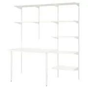 BOAXEL / LAGKAPTEN shelving unit with table top, white, 187x62x201 cm