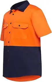 2 x Hard Yakka Core Hi Vis 2 Tone Short Sleeve Lightweight Vented Shirt - Orange