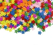 Flower Buttons Colorful Wood Jewelry Making Sewing Supply Assorted Lot 15mm 100p