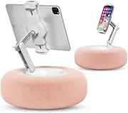 viozon Tablet Stand with Pillow, Compatible with 4.7""-13"" Phone/Tablet, iPad, iPhone, Samsung, Google, Kindle, 360°Adjustable Phone Holder for Bed with Soft Plush Fabric, and Detachable Bowl, Pink