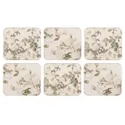 6PK Ashdene Elegant Rose 11cm Hardboard/Cork Coaster Square - Cream
