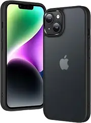 [TAURI] for iPhone 14/13 Case 6.1" with Translucent Matte Back, Military-Grade Protection, [Anti-Fingerprint] Shockproof Frosted Phone Cover - Black