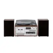 Lenoxx Audio Home Entertainment System with Vinyl Player Brown