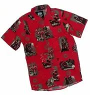 Star Wars Hawaiian Shirt Men's Small Darth Vader Dark Side Button Down Red Aloha