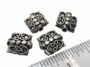 Sterling Silver Flat Square Beads Qty: 4 12mm
