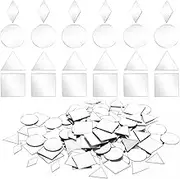 160 Pcs 4 Shapes Mirrors for Crafts, 1 Inch Mirror Mosaic Tile, Triangles/Squares/Rounds/Rhombus Glass Tiles, Sparkling Craft Mirror Mosaic Tile for Art Project, Wall, Door, Home Decorations