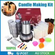 Electric Candle Making Kit Wax Melter Pouring Pot Soy Wicks Thermometer DIY 100p