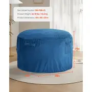 Modern Round Bean Bag Chair with Removable Washable Cover for Adults Blue