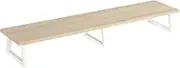 TEAMIX 42 inch Large Dual Monitor Riser,Rustic Brown Extra Long TV Stand Riser Monitor Stand for 2 Monitors Wood & Steel Desktop Riser with Storage for Dual Screen Office Desk Organization (Maple)