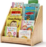 Montessori Bookshelf for Toddler 1-5 Years, Kids Wooden 5-Tier Front Facing Book