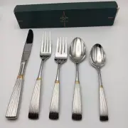 Lenox Citation Gold 5pc Place Set 18/10 Stainless F1atware Millenium Korea NIB
