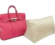 LUXURIOUS HERMES BIRKIN 30 CM HAND BAG CREAM SATIN PURSE PILLOW SHAPER WASHABLE