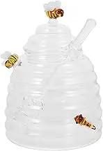 PRETYZOOM Clear Glass Honey Jar with Dipper Compact Honey Dispenser for Easy Storage for Breakfasts and Festive Occasions Transparent Design for Easy Capacity Monitoring