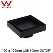 Black Square Small 100mm Tile Insert Shower Grate Floor Drain 50mm Outlet Waste