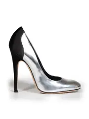 Silver & Black Leather Pumps