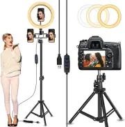 Circle Light, Selfie Ring Light with 82" Stand and 3 Phone Holders, 10" Led Ring