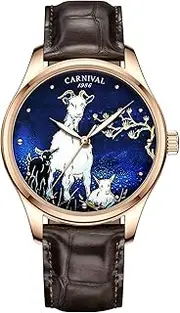 TEINTOP Japanese Automatic Men's Watch Zodiac Animal Mechanical Carnival Watches (Goat Brown), Goat Brown, Casual