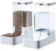 JINDUN 3.8L Pet Water Dispenser and 2.1KG Food Feeder Without Electricity Unplugged Automatic Water Bowl Dispenser Gravity Water Dispenser for Cats Water Self Feeder Dog Fountain for Kitten Puppy