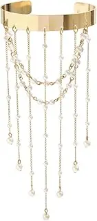 [Ohmique] Arm Cuff Layered Tassel - Gold Arm Cuff Upper Arm, Arm Bracelets Cuff for Women, Arm Cuff Gold Arm Bangle Dainty Arm Cuffs Chain Armband Armlet Jewelry