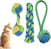 Iouyjiu Small Dog Rope Toy, Puppy Tug of War Set, Bite Resistant Chew Toys, Interactive Pet Plays Compact Design for Indoor and Outdoor Training, Teeth Cleaning, 3 Pieces