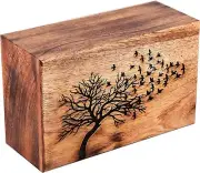 Hind Handicrafts Wooden Box Funeral Cremation Urns 250 Cubic Inches, Antique