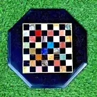 21'' black Marble Chess Table Top Pietra Dura Inlay Children Game multi stone