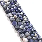 [MURUI] ZP 1strand 4/6/8/10/12mm Frosted Matte Old Blue Sodalite Stone Round Loose Spacer Beads for Bracelet Jewelry Makings Supplies Y1127 (Color : Blue Sodalite, Item Diameter : 4mm)